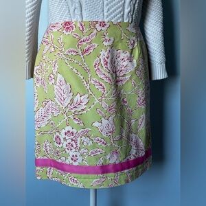 Elegant Floral Pencil Skirt in Pink and Green